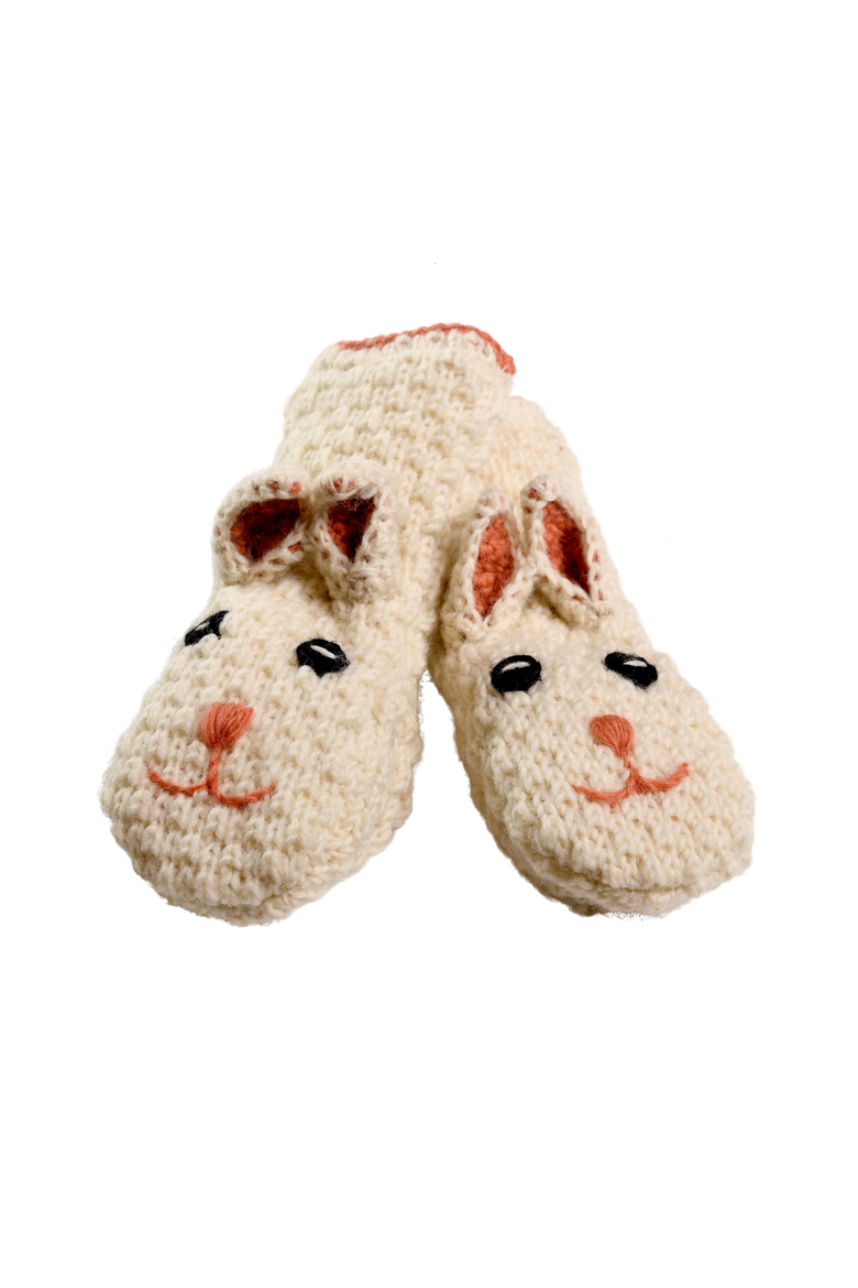 Crochet Rabbit Mittens, Alternate, color, White