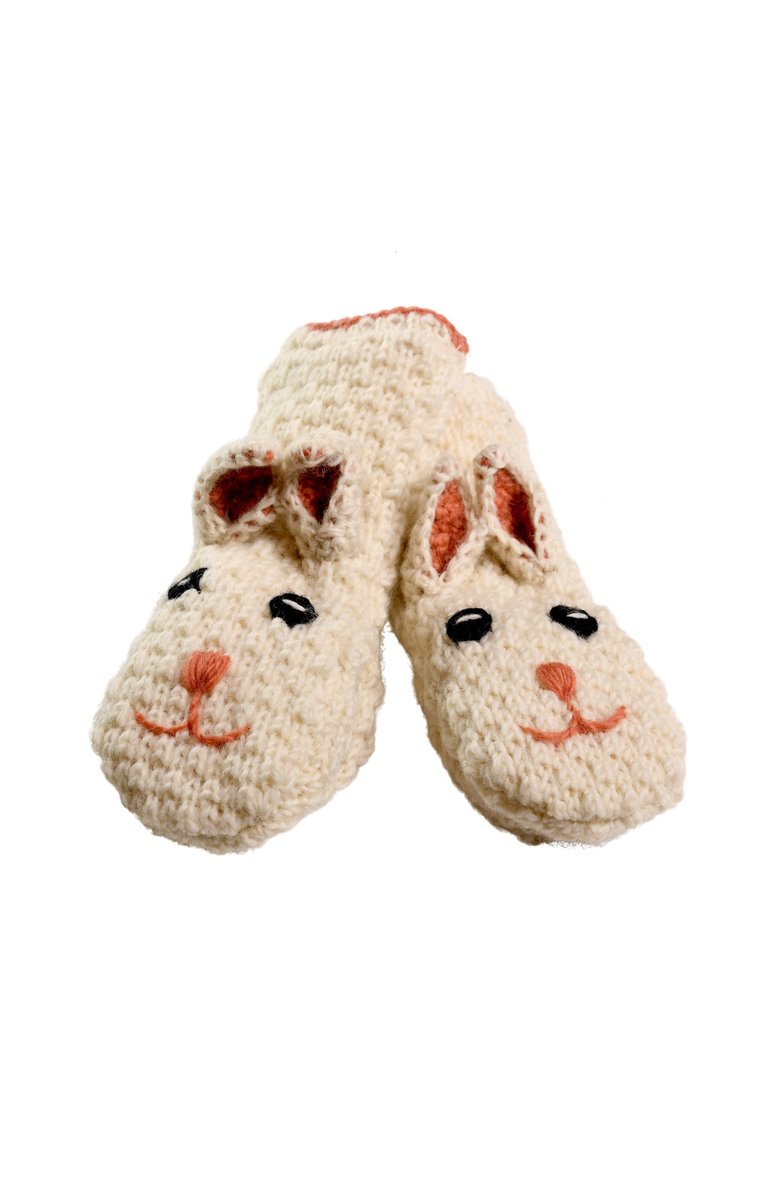 Nirvanna Designs Crochet Rabbit Mittens, Alternate, color, White