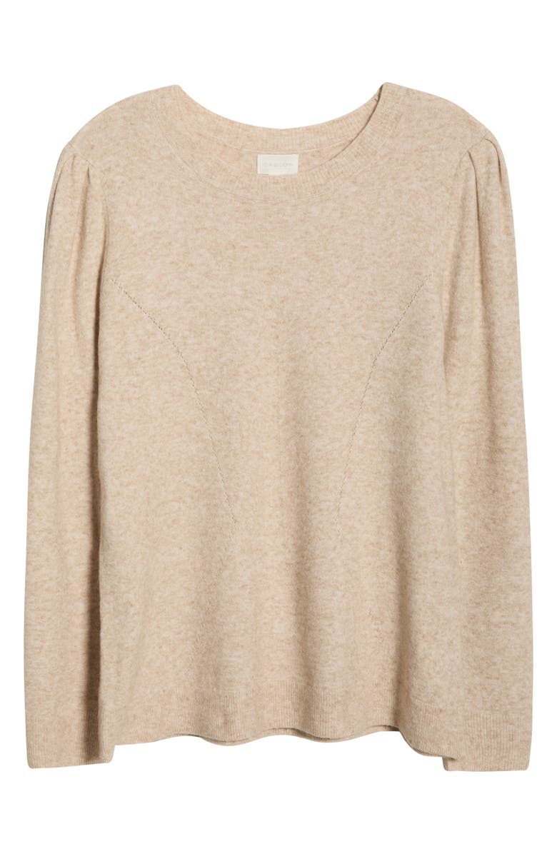 Caslon<sup>®</sup> Pointelle Detail Crewneck Sweater, Alternate, color, Tan Doeskin Heather
