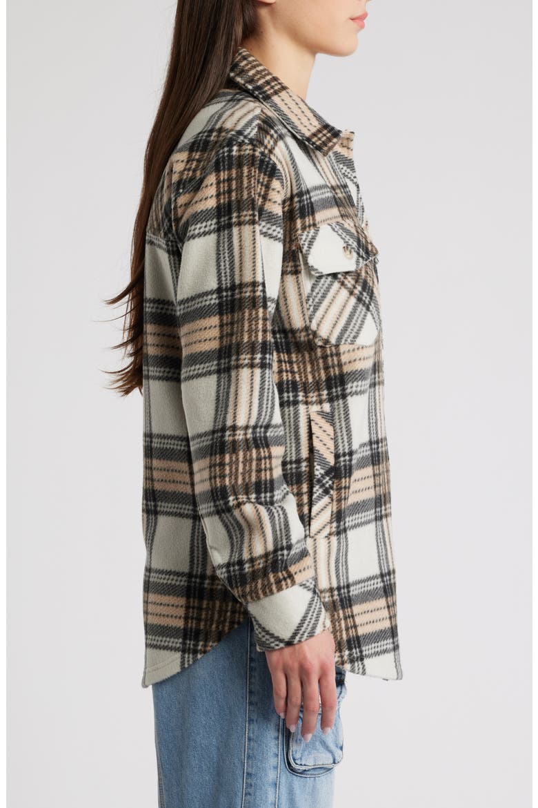 Plaid Polar Fleece Shacket, Alternate, color, BLACK CAMEL