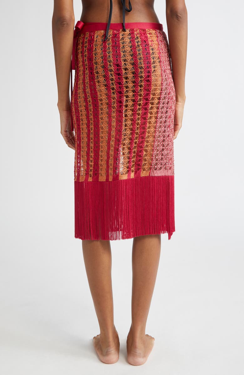 Missoni Open Knit Fringe Cover-Up Pareo, Alternate, color, Red Multi