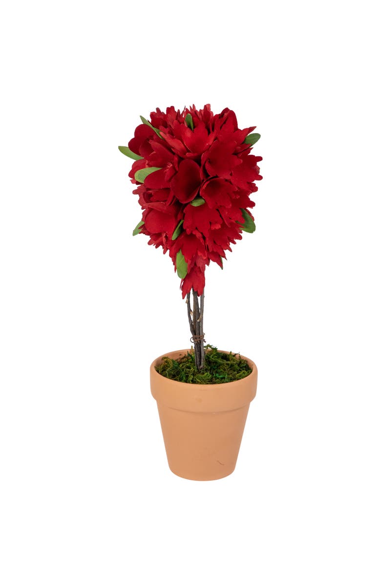 Northlight Wooden Mixed Floral Valentine's Day Heart Artificial Topiary - 14" - Red, Alternate, color, Red