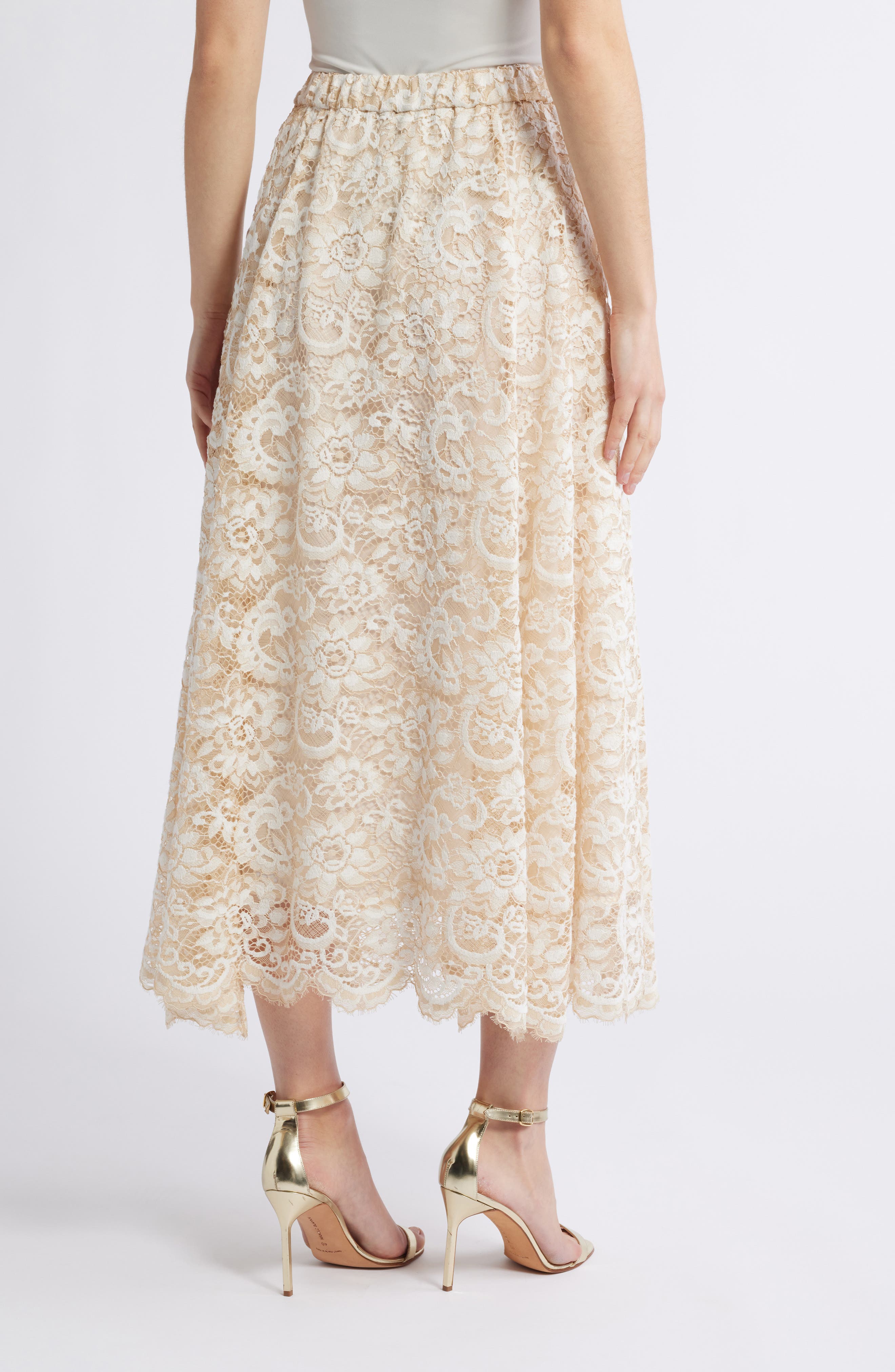 Pull-On Lace Midi A-Line Skirt - image 2