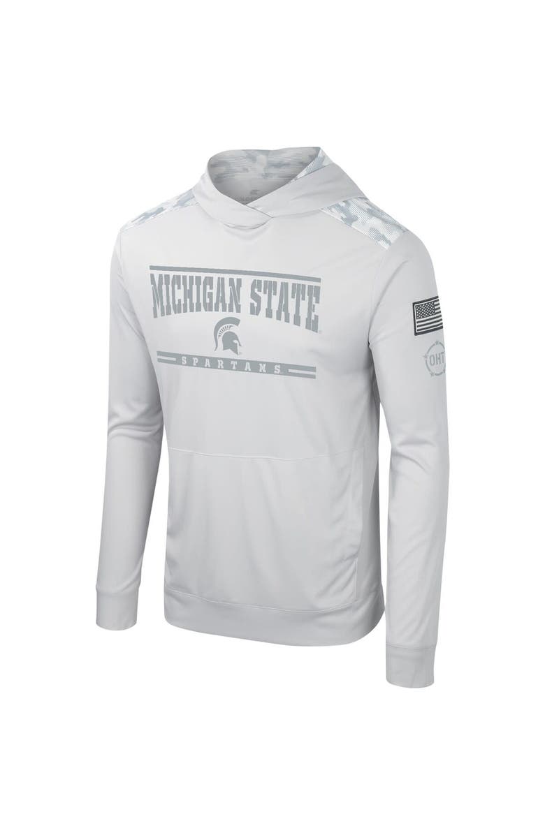 COLOSSEUM Men's Colosseum Gray Michigan State Spartans OHT Military Appreciation Long Sleeve Hoodie T-Shirt, Alternate, color, Gray