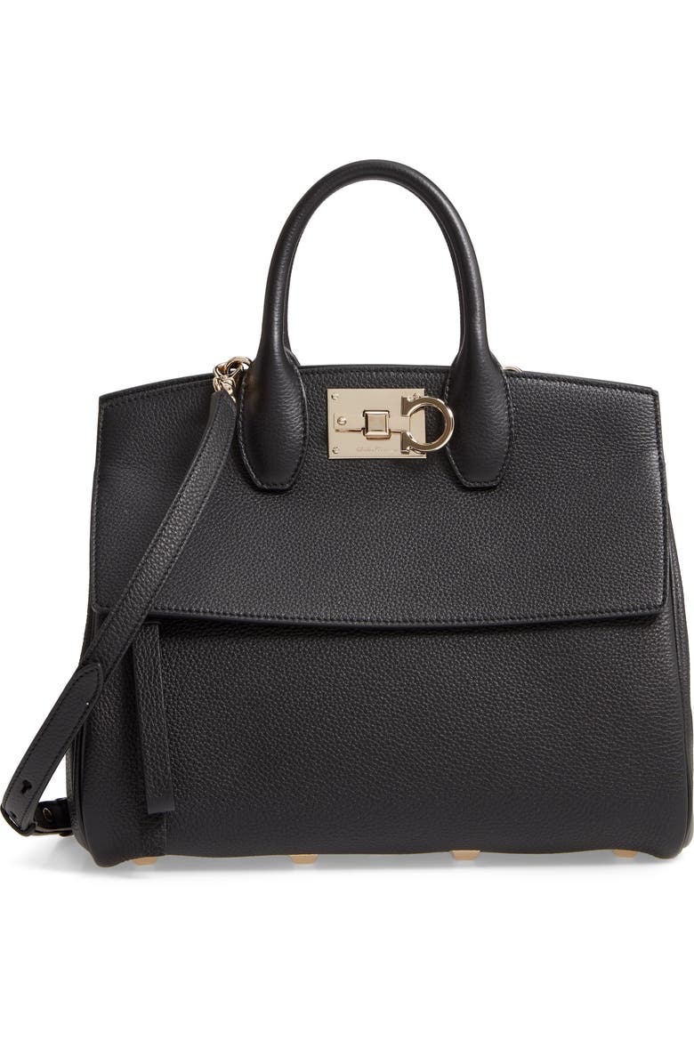 FERRAGAMO Small The Studio Leather Top Handle Bag, Main, color,