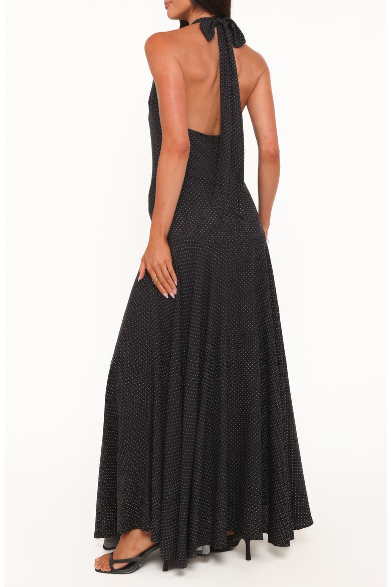 Natalie Print Halter Maxi Dress, Alternate, color, BLACK POLKA DOT