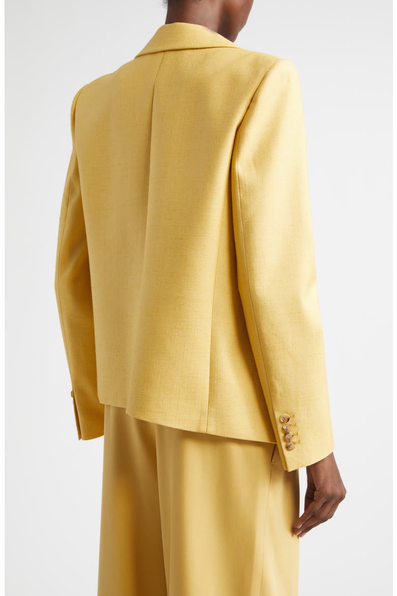 Asymmetric Open Front Silk Canvas Blazer, Alternate, color, PALOMINO
