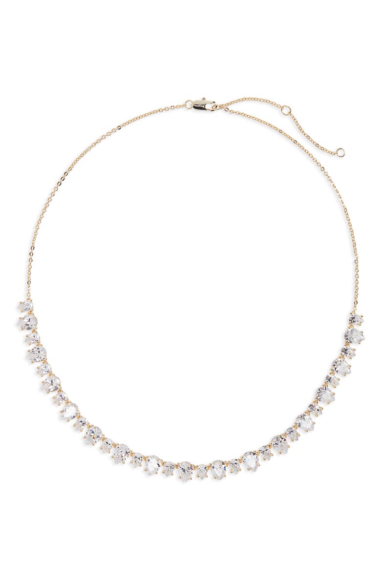 Nordstrom Cubic Zirconia Frontal Necklace, Main, color, Clear- Gold