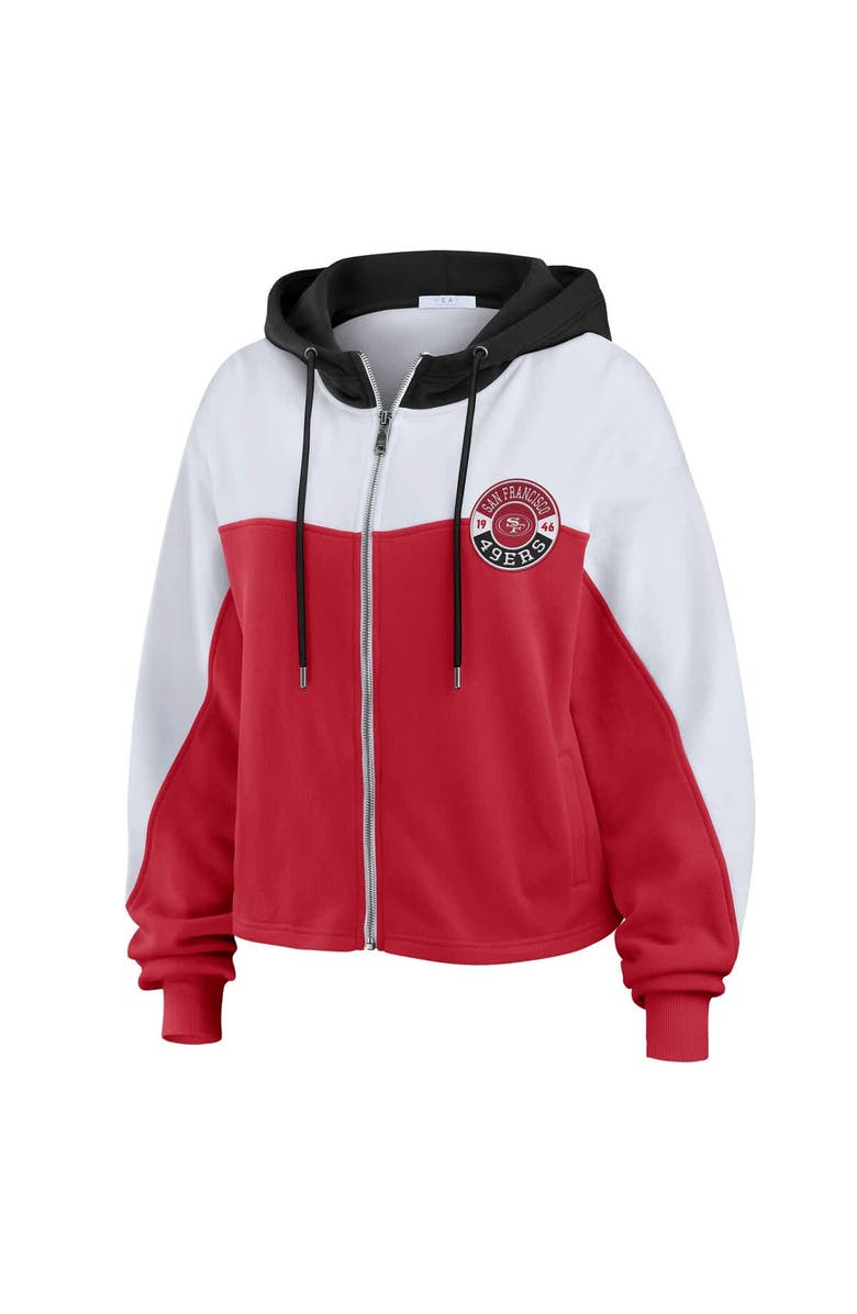 WEAR by Erin Andrews Women's WEAR by Erin Andrews Scarlet/White San Francisco 49ers Color Block Full-Zip Hoodie, Alternate, color, 