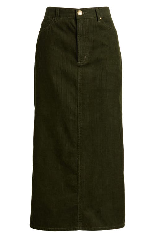 The Great . The Column Finewale Corduroy Skirt In Woodland Green