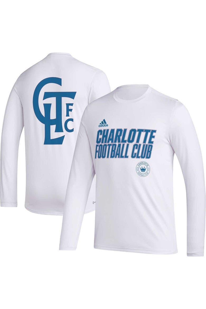 Men's adidas White Charlotte FC Jersey Hook AEROREADY Long Sleeve T-Shirt, Main, color, White