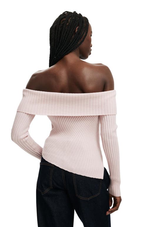 Cotton On Asym Rib Off Shoulder Knit In Pink