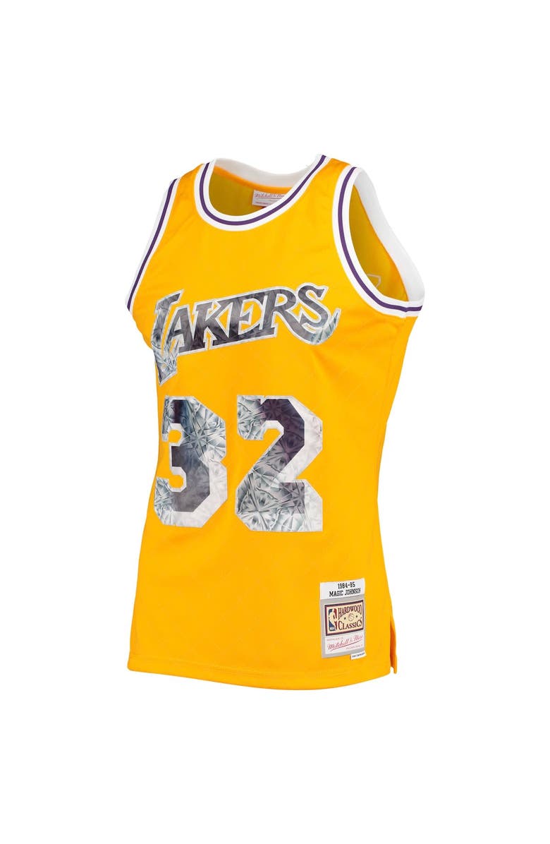Mitchell & Ness Men's Mitchell & Ness Magic Johnson Gold Los Angeles Lakers 1984/85 Hardwood Classics NBA 75th Anniversary Diamond Swingman Jersey, Alternate, color, Gold