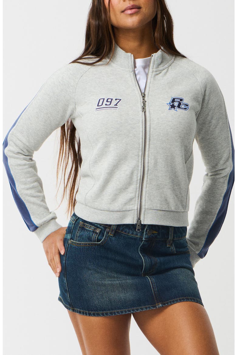 Archive Script Front Zip Sweatshirt, Main, color, GREY MARLE/ NAVY