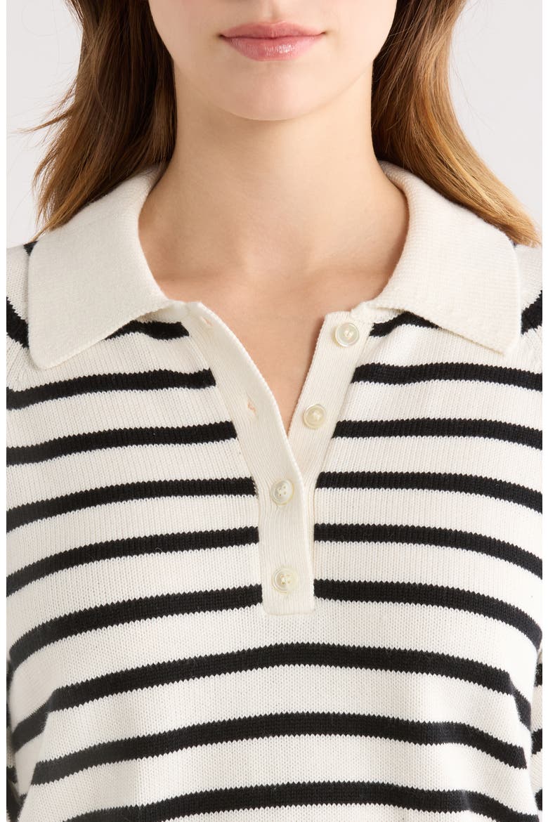 Birch Stripe Organic Cotton & Silk Blend Sweater, Alternate, color, ANTIQUE WHITE/ BLACK