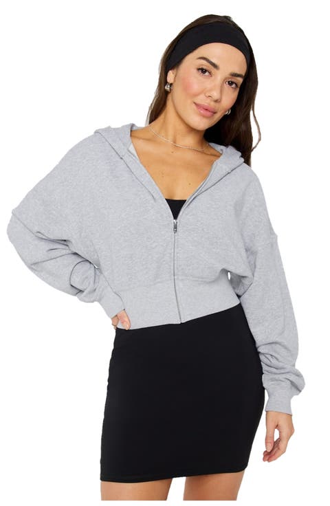 Year Round Terry Cropped Full-Zip Hoodie