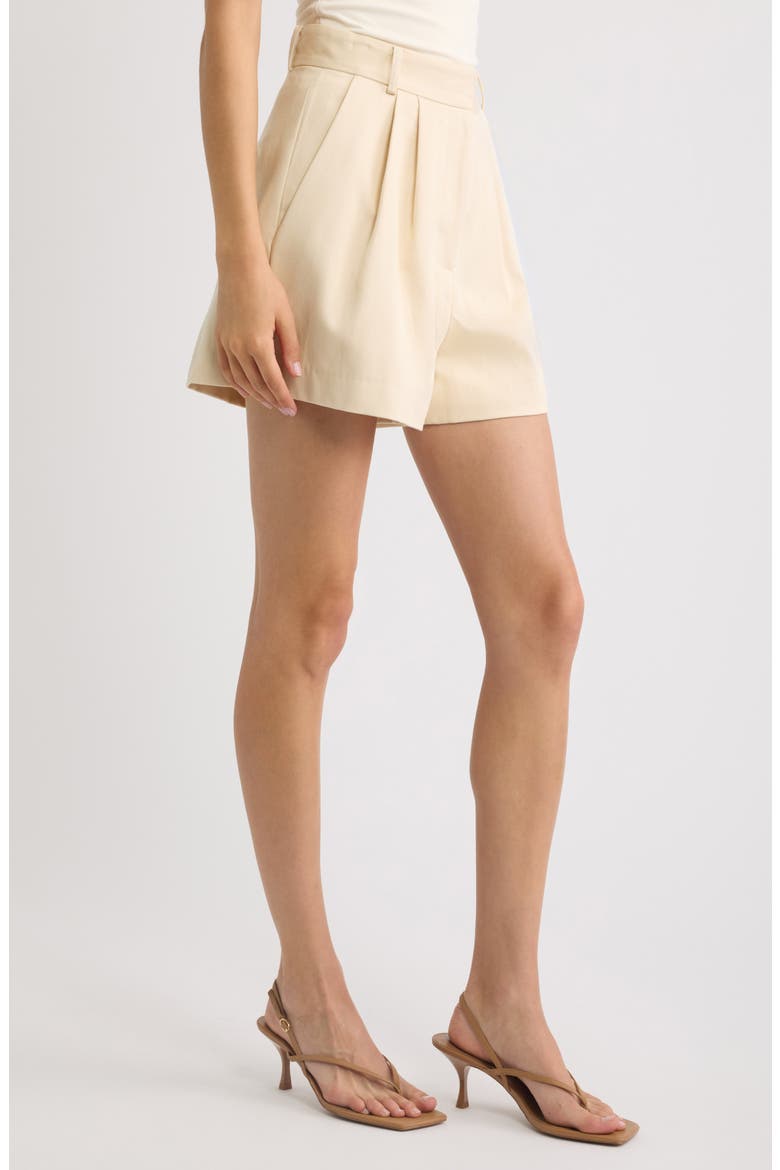Pleated High Waist Shorts, Alternate, color, STONE