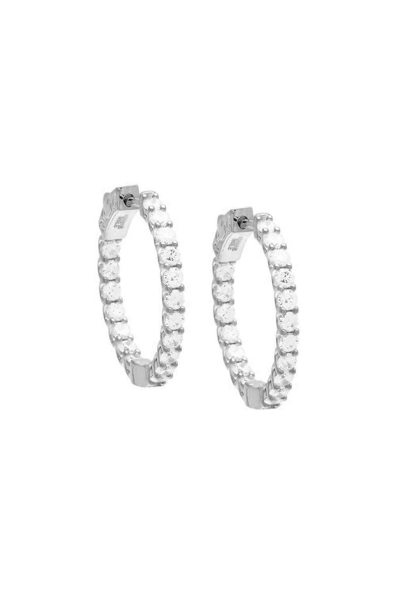 CZ Thin Round Hoop Earring, Alternate, color, Silver