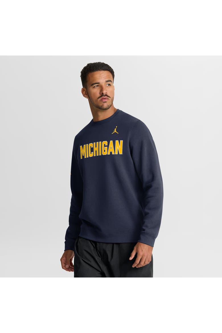 Men's Jordan Brand Navy Michigan Wolverines 2026 Sideline Club Sweatshirt, Main, color, Navy