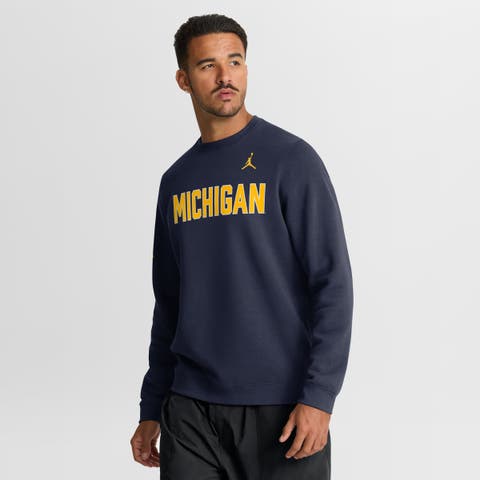 Men's Jordan Brand Navy Michigan Wolverines 2026 Sideline Club Sweatshirt
