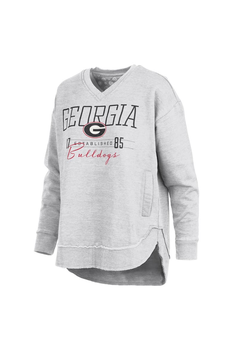 Women's Pressbox  Heather Gray Georgia Bulldogs Marcus East Hall Poncho V-Neck Sweatshirt, Alternate, color, Heather Gray