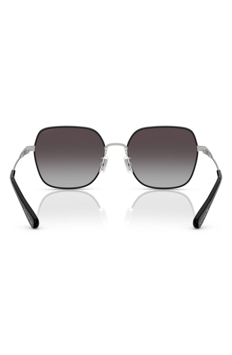COACH 57mm Irregular Round Sunglasses, Alternate, color, Shiny Silver / Black / Grey