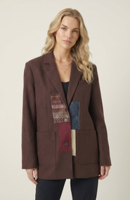 Modenaire Patchwork Detail Notched Lapel Blazer
