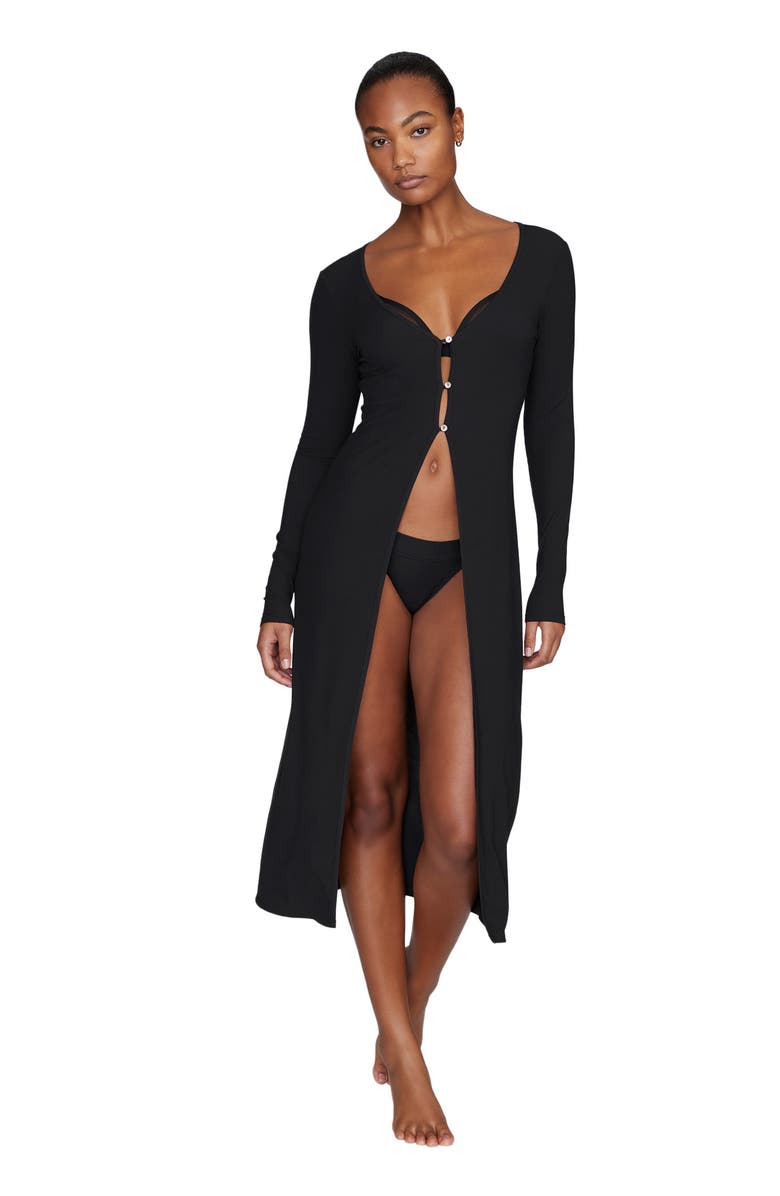 CUUP The Long Button Cardigan, Main, color, Black