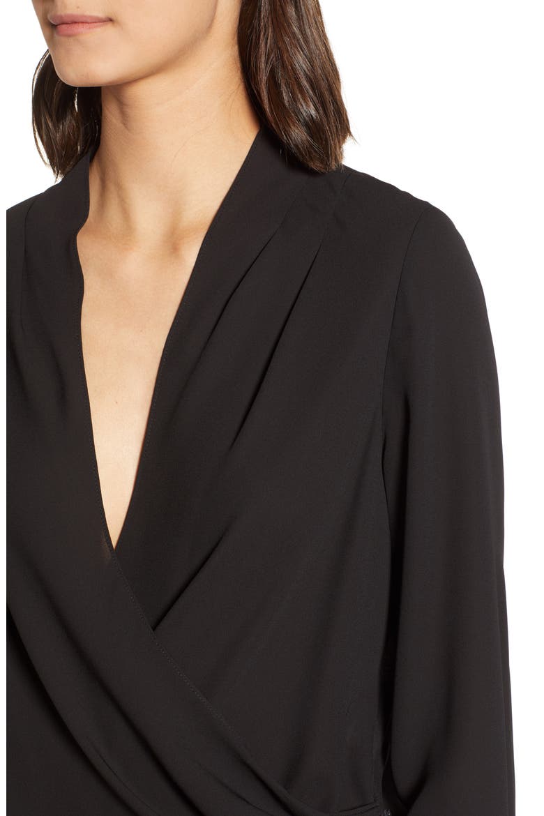 Chelsea28 Long Sleeve Wrap Blouse, Alternate, color, BLACK