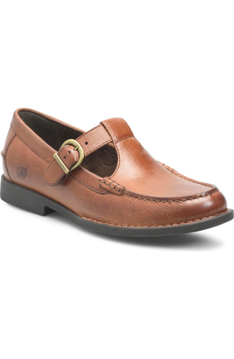 Børn Miki T-Strap Flat, Main, color, Tan Leather