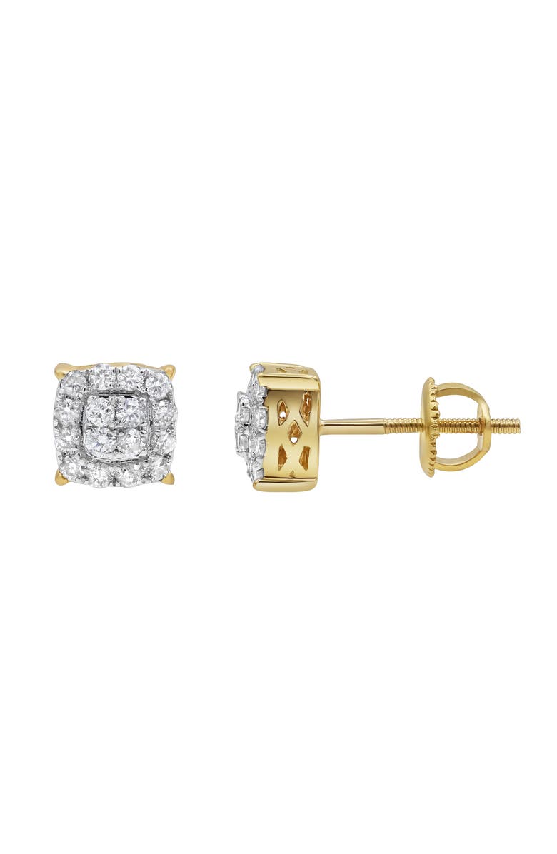 LuvMyJewelry Rounded Square 14K Yellow Gold Diamond Earrings - 0.31ct., Alternate, color, 14K Yellow Gold