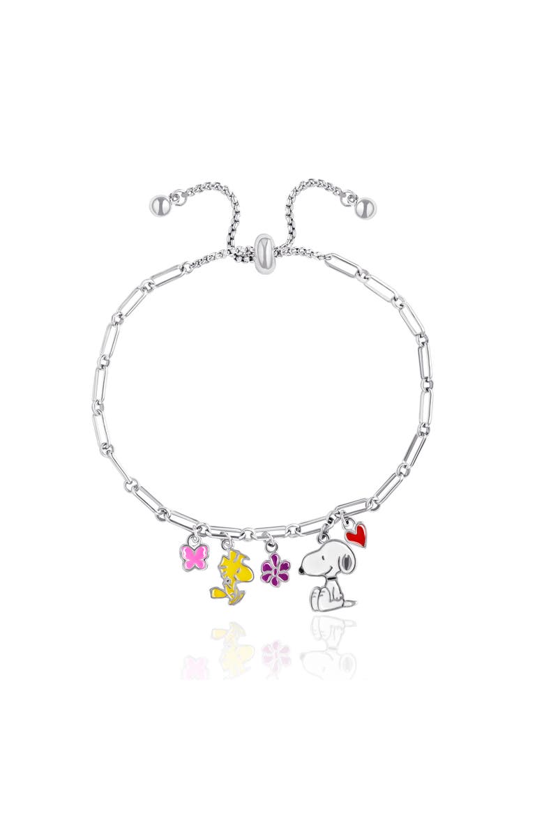 Snoopy Enamel Charm Woodstock Bracelet, Main, color, Silver