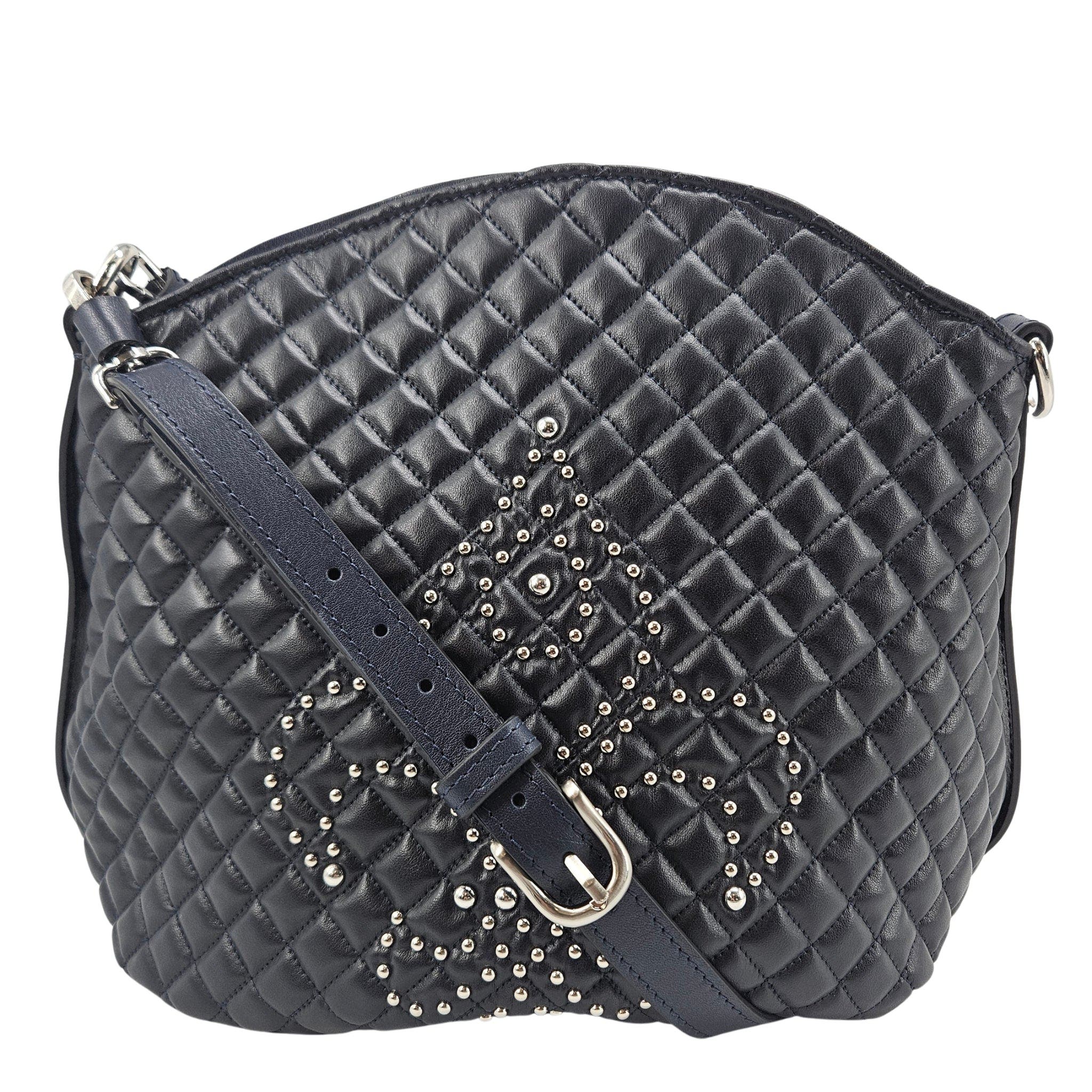 Quilted Fleur de lis Shoulder Bag, Alternate, color, navy
