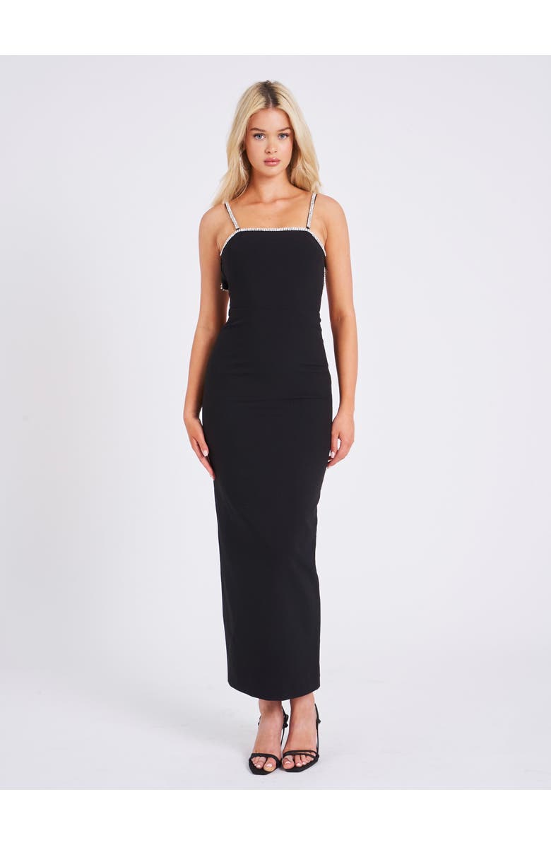 Miss Circle Flore Crystal Straps Backless Gown With Bow, Alternate, color, Black With Hot Pink Satin Bow