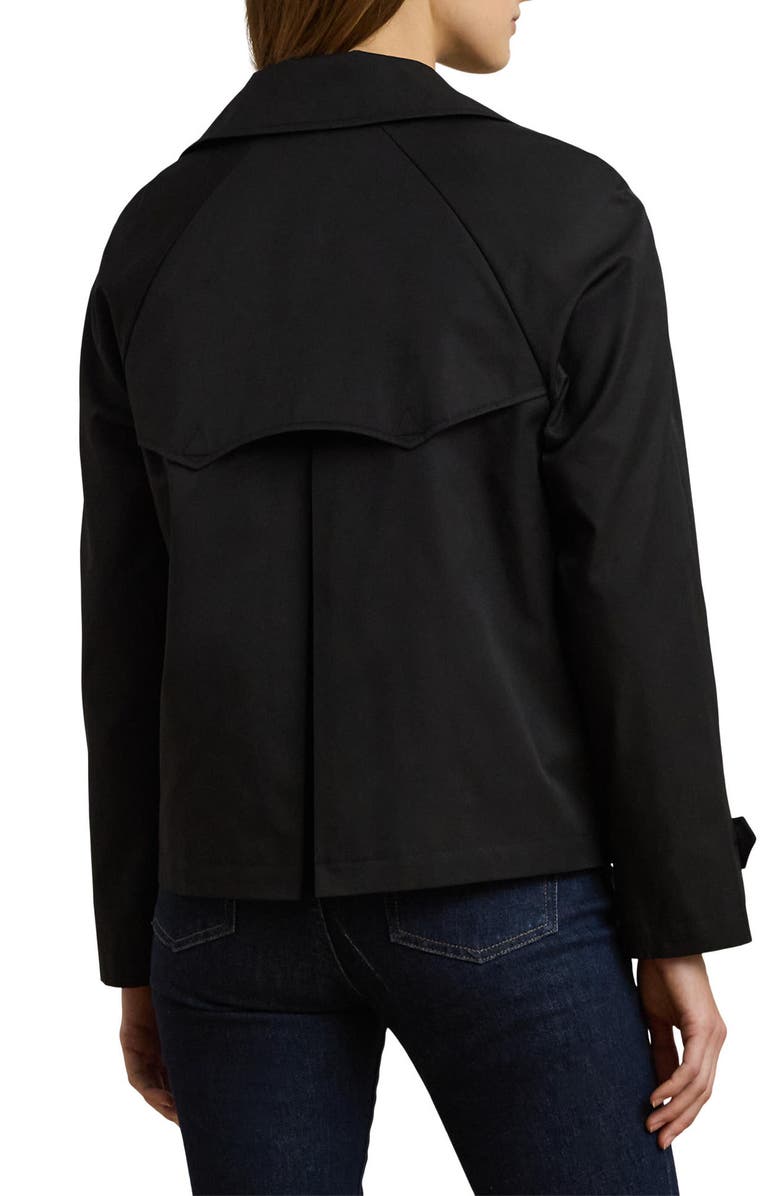 Lauren Ralph Lauren Crop Cotton Blend Trench Coat, Alternate, color, Black