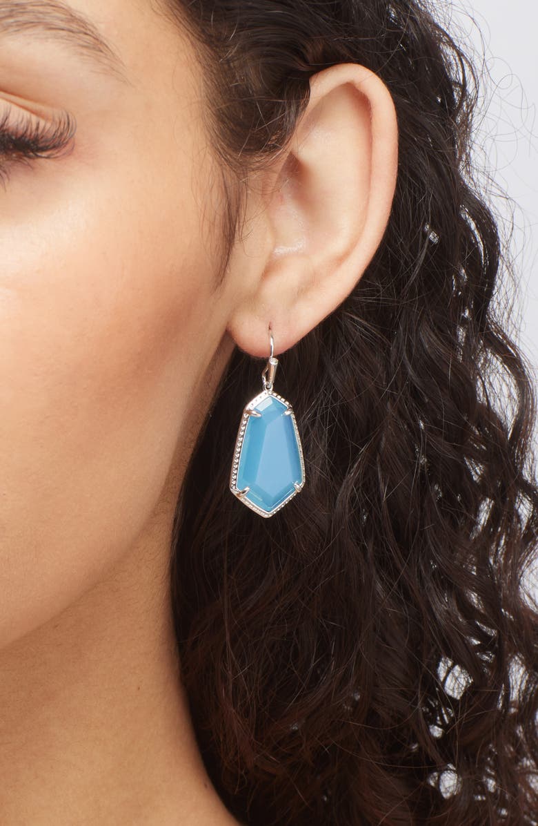 Kendra Scott Alexandria Geometric Drop Earrings, Alternate, color, Silver Light Blue Glass
