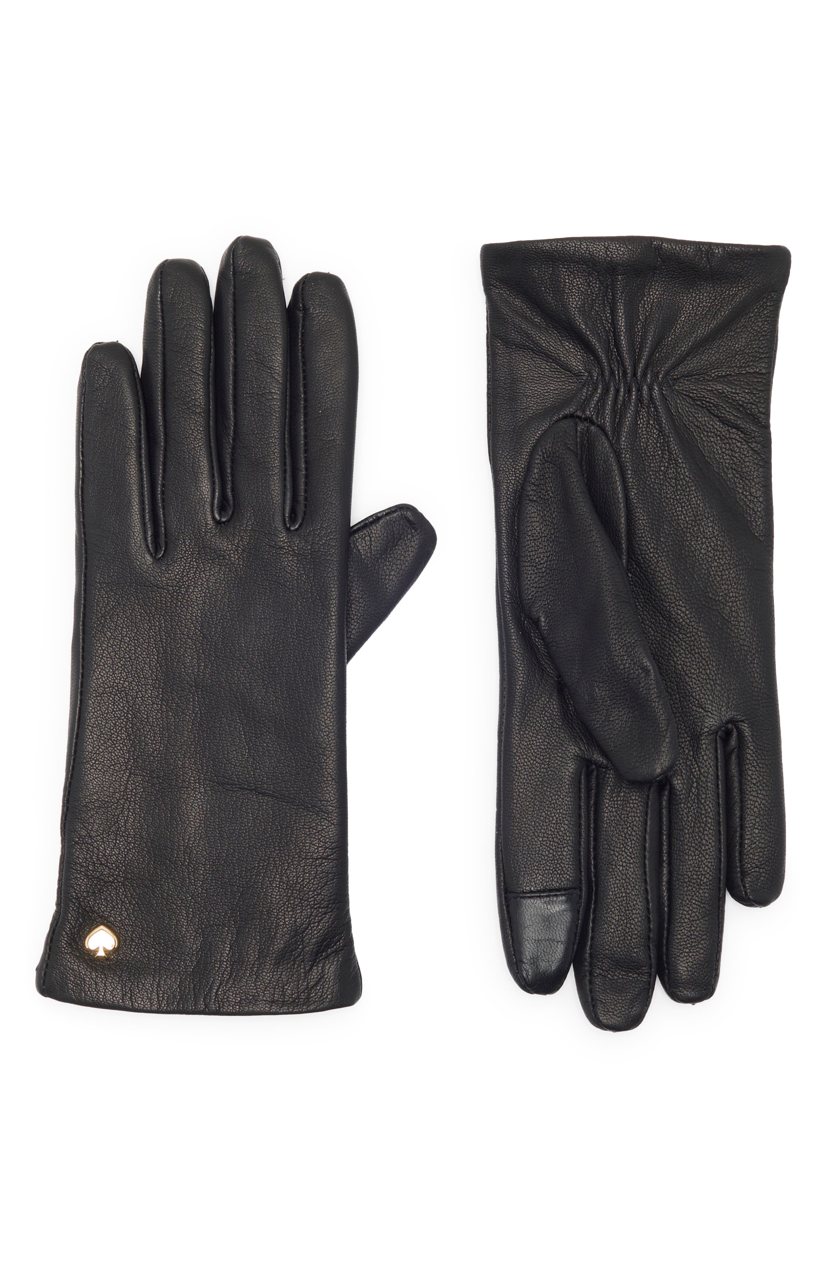 Kate Spade New York spade hardware leather gloves