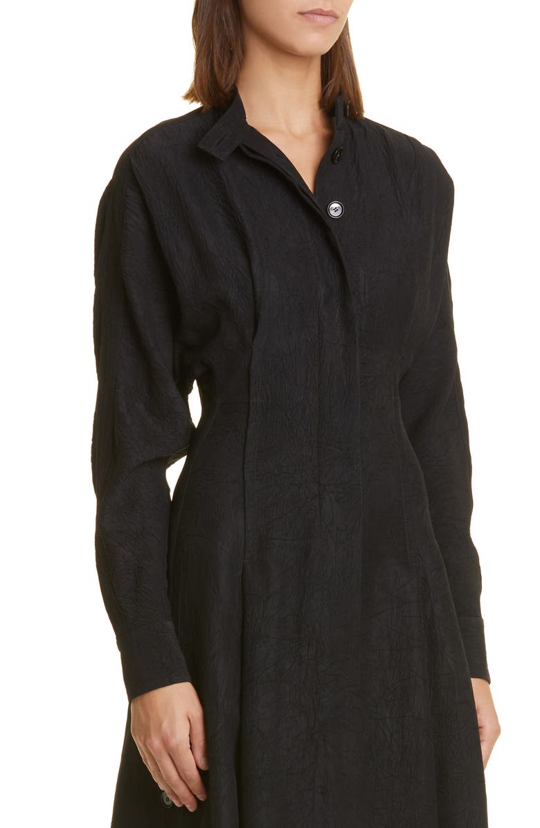 Proenza Schouler Long Sleeve Crushed Matte Satin Shirtdress, Alternate, color,
