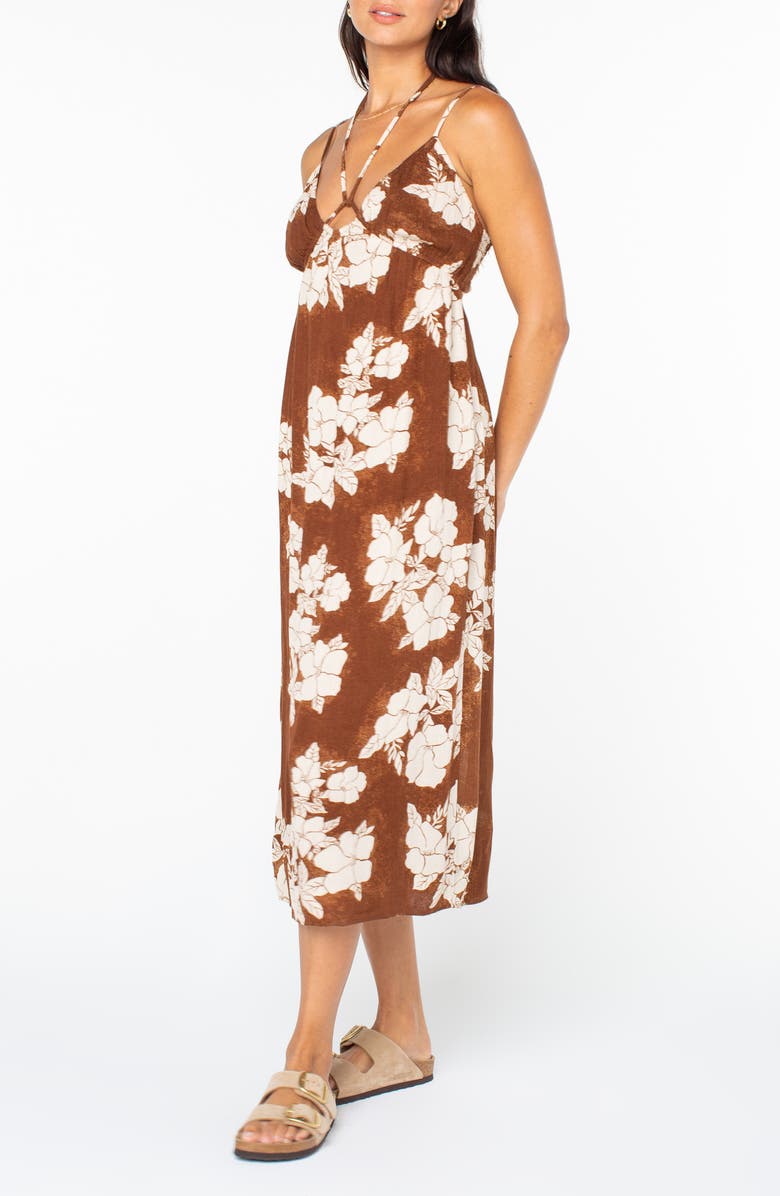 Roxy Sunshine Crush Floral Halter Strap Minidress, Alternate, color, Tiramisu