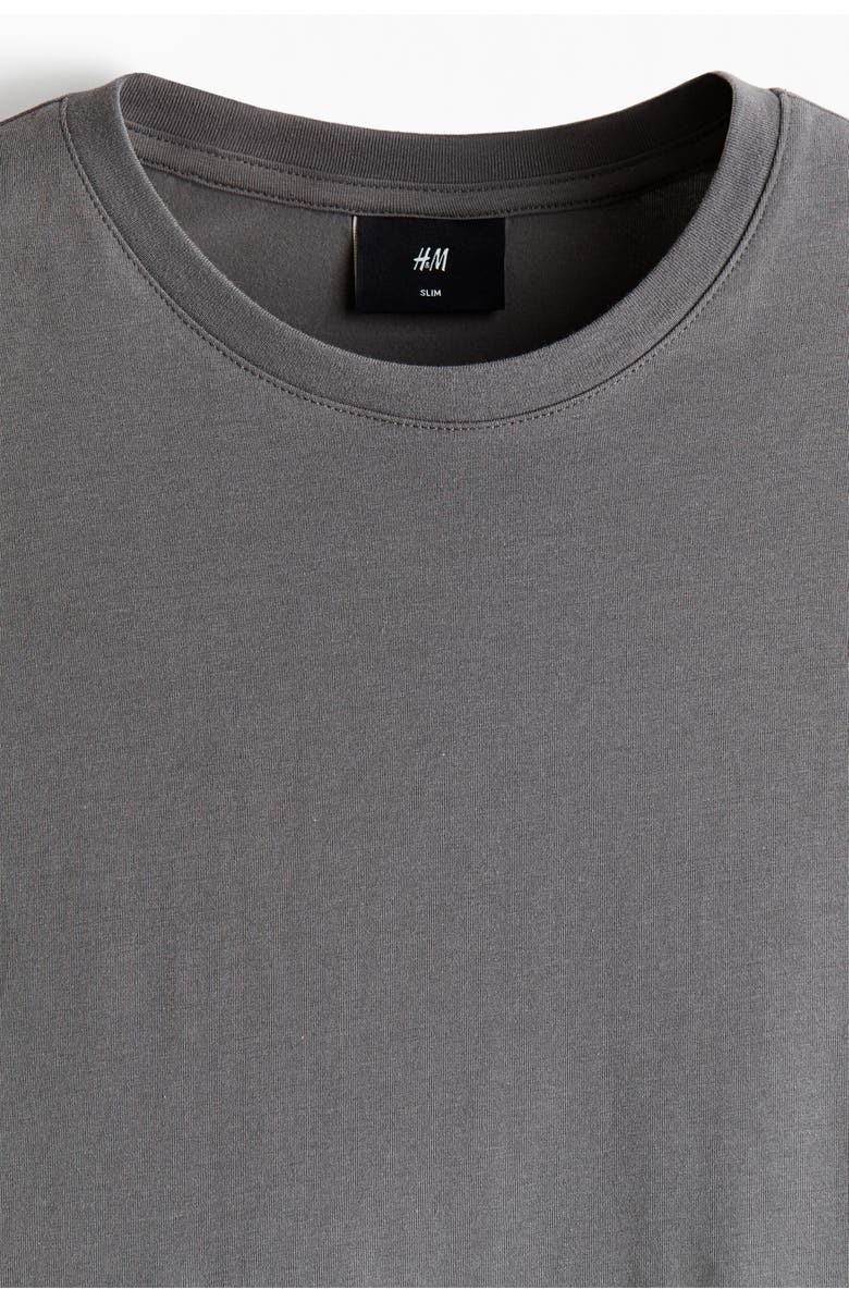 H&M 5-pack slim fit t-shirts, Alternate, color, Gray/Burgundy