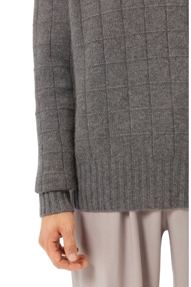Square-Patterned Cashmere Sweater, Alternate, color, dim gray