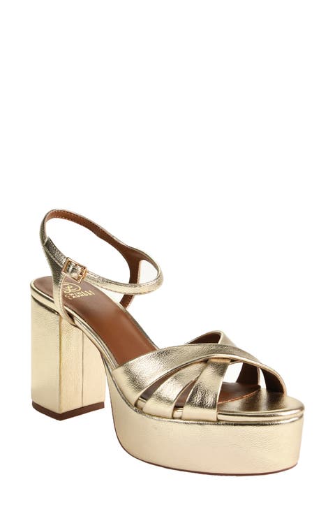 Tessa Metallic Ankle Strap Platform Sandal (Women)