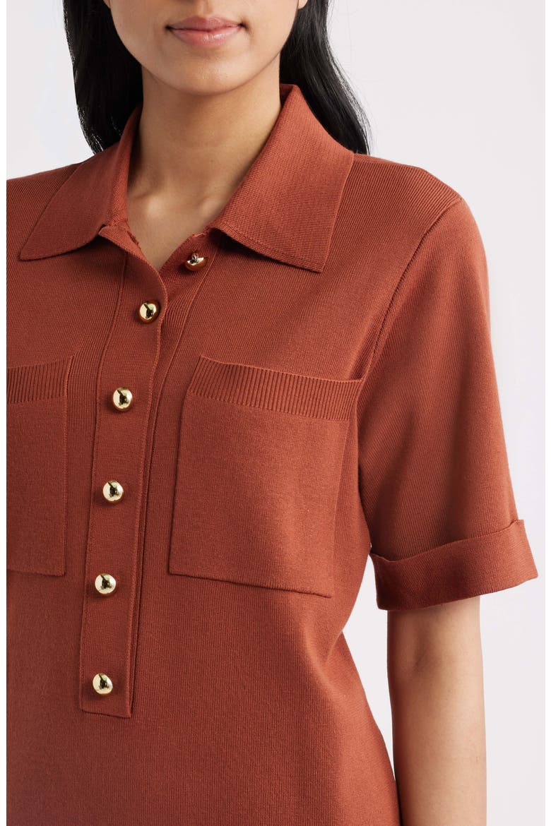 Polo Sweater Dress, Alternate, color, RUST