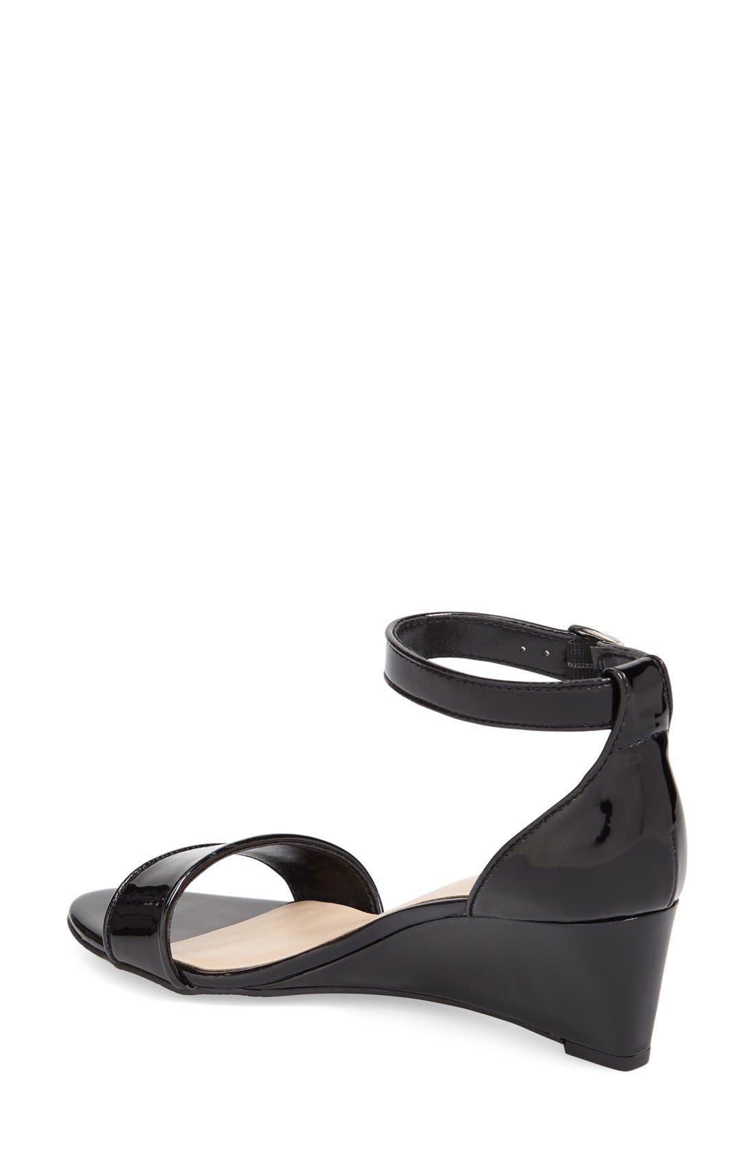 'Roxie' Wedge Sandal, Alternate, color, BLACK PATENT FAUX LEATHER