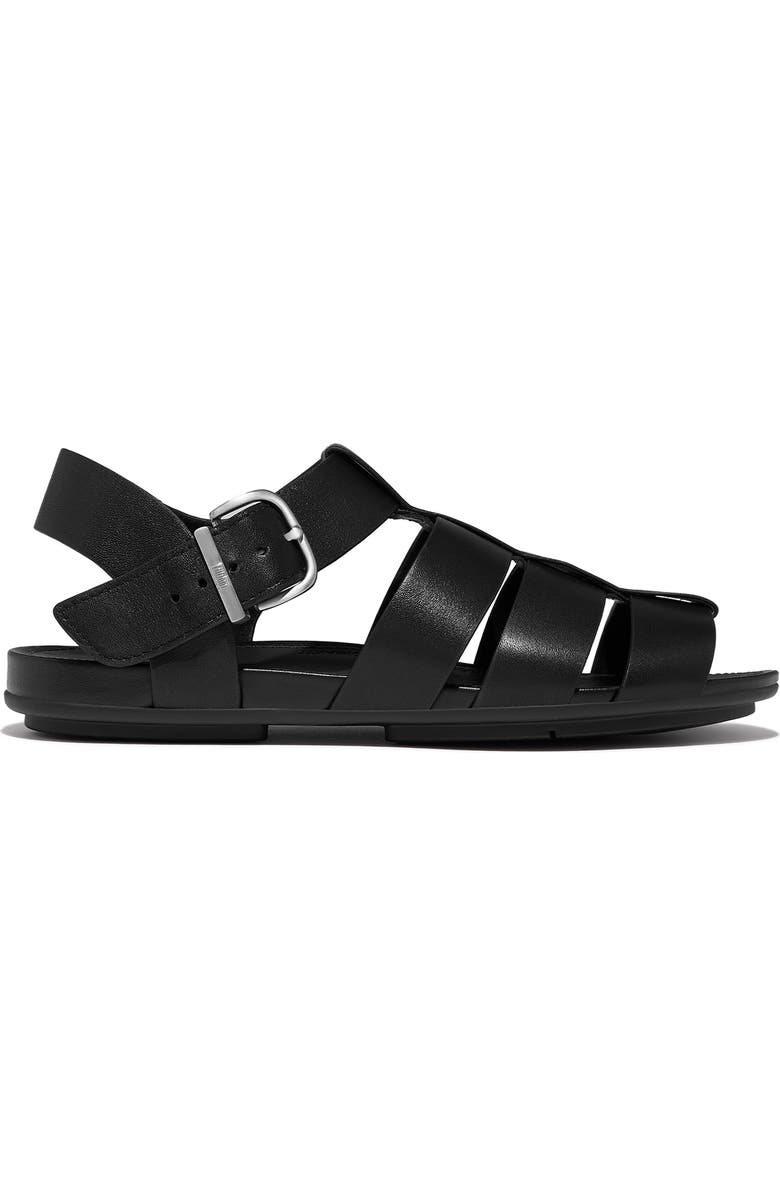 FitFlop Gracie Leather Fisherman Sandals, Alternate, color, Black