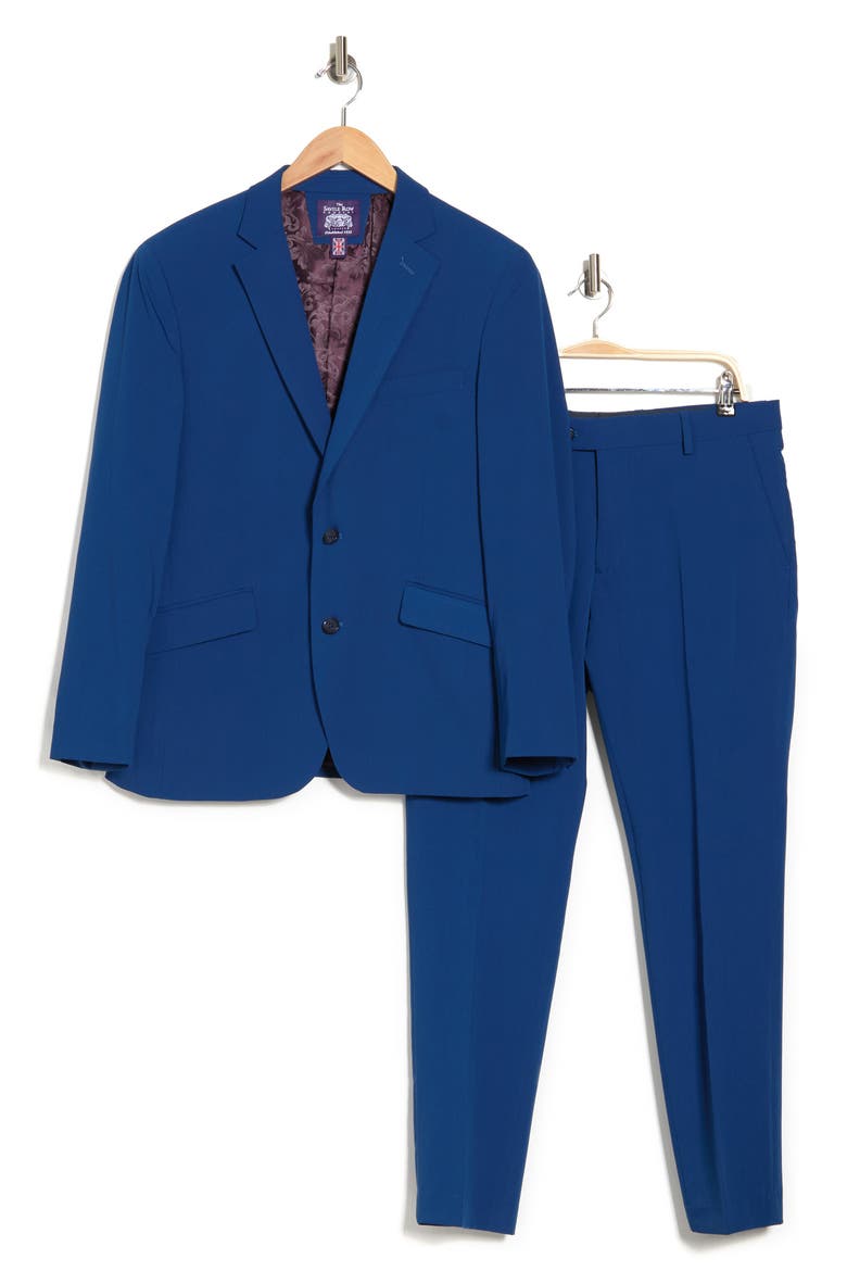 Bi-Stretch Solid 2-Piece Suit, Alternate, color, BLUE