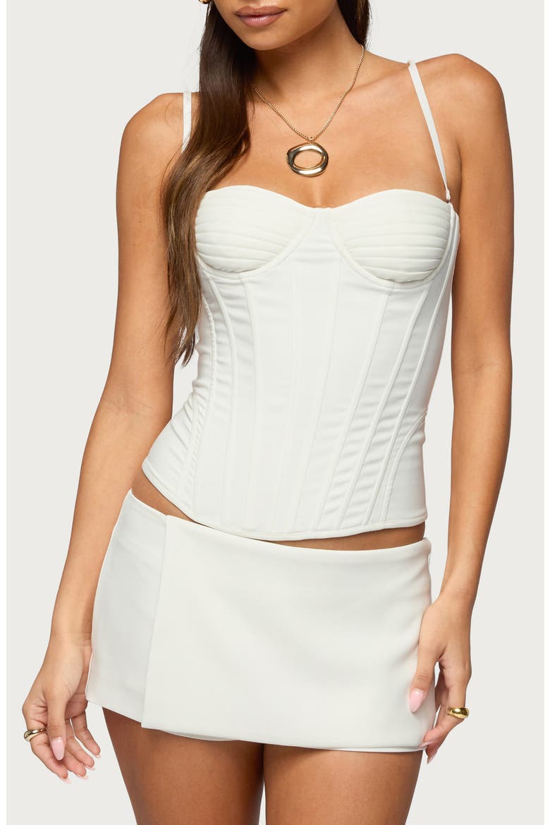 Alixa Pleated Underwire Corset Top, Main, color, WHITE