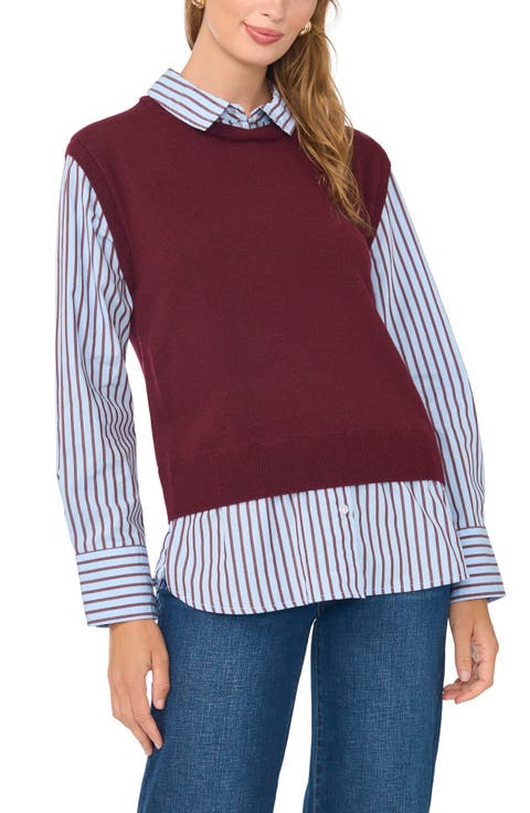 Crewneck Sweater Vest Two-Fer