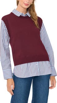 Vince Camuto Crewneck Sweater Vest Two-Fer
