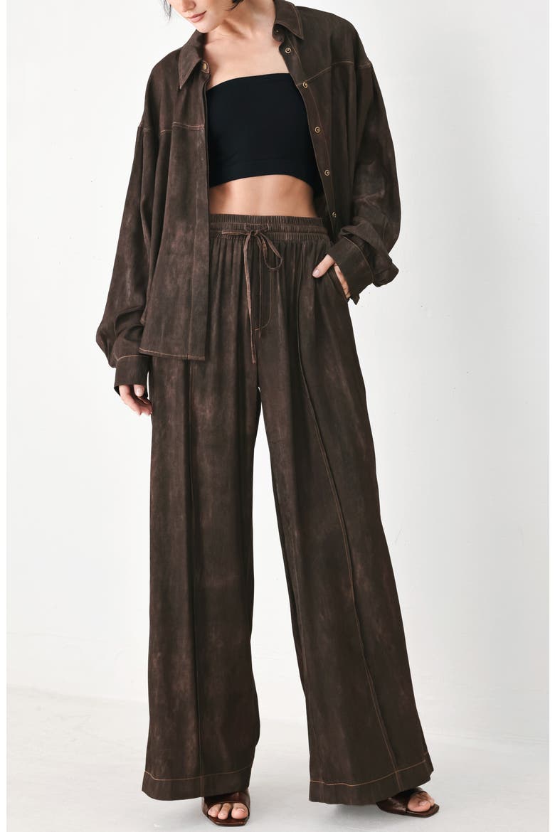 Washed Button-Down Shirt, Alternate, color, DARK BROWN